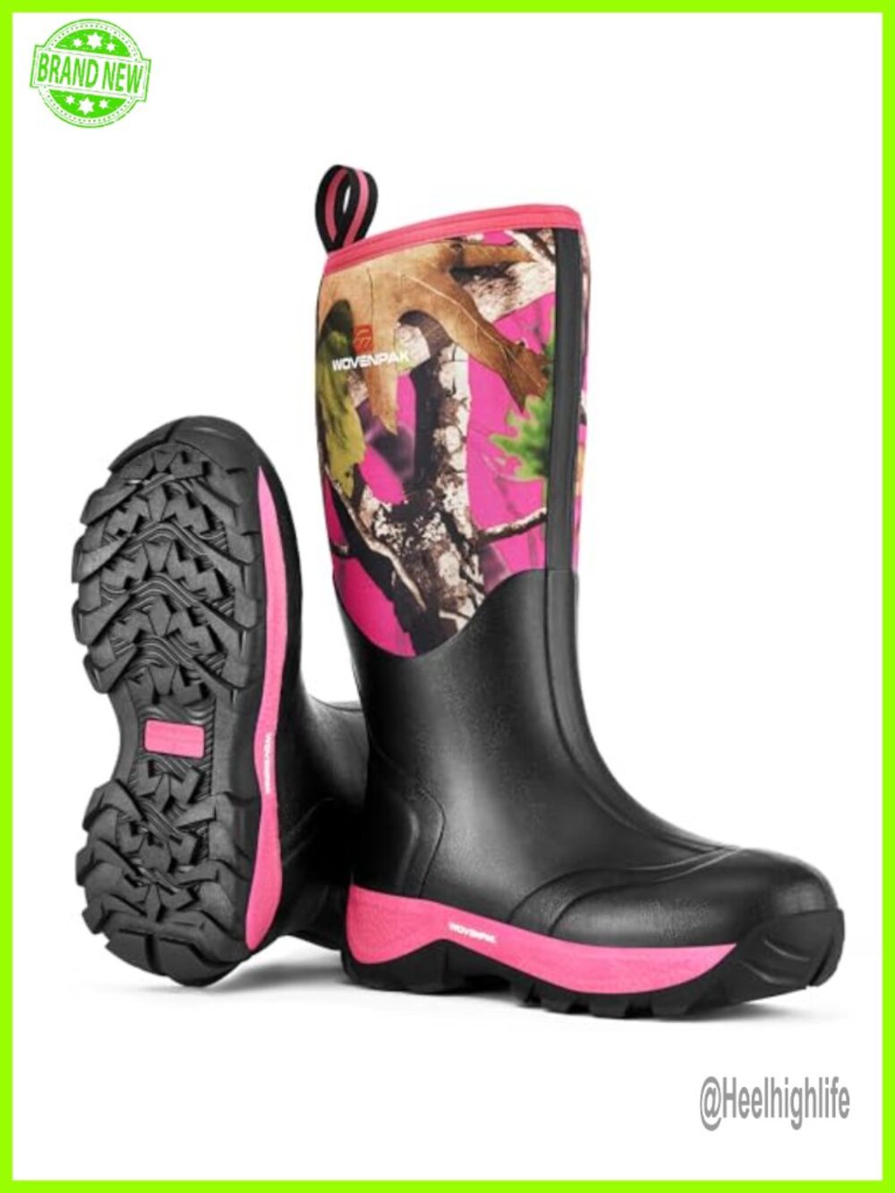 WOVENPAK Waterproof Neoprene Rubber Rain Boots Women Steel Shank Insulated